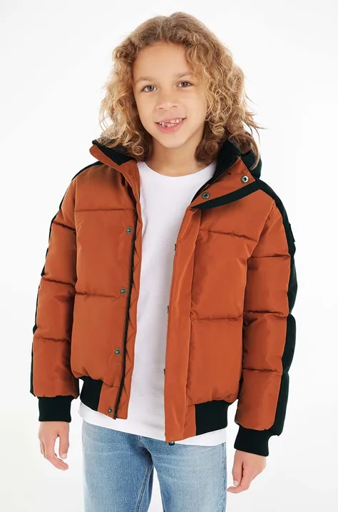 Calvin Klein Jeans kurtka dziecięca kolor pomarańczowy