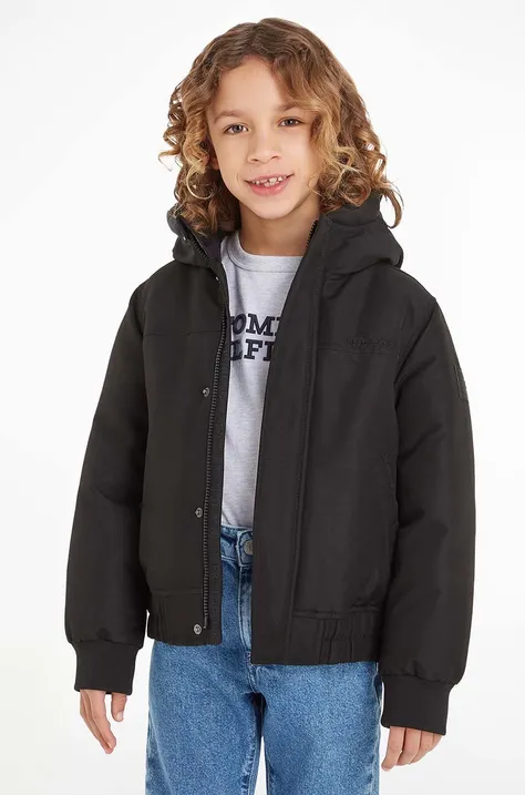 Παιδικό μπουφάν Tommy Hilfiger χρώμα: μαύρο