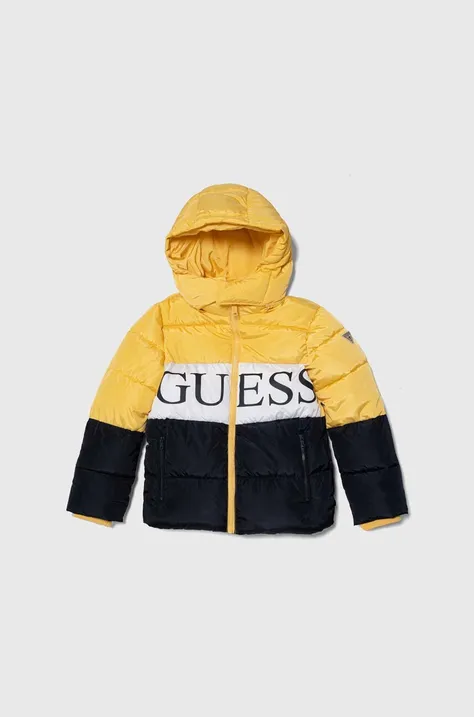Παιδικό μπουφάν Guess χρώμα: κίτρινο