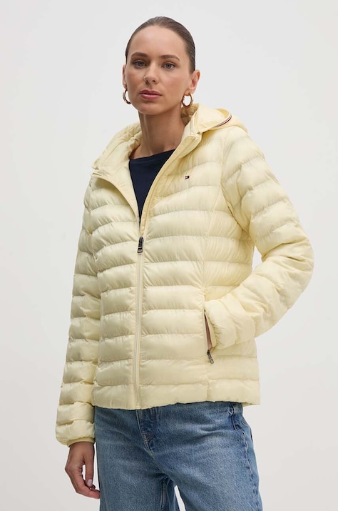 Tommy Hilfiger geaca femei, culoarea galben, de tranzitie, WW0WW38927