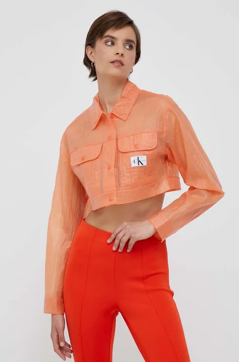 Jakna Calvin Klein Jeans ženska, oranžna barva