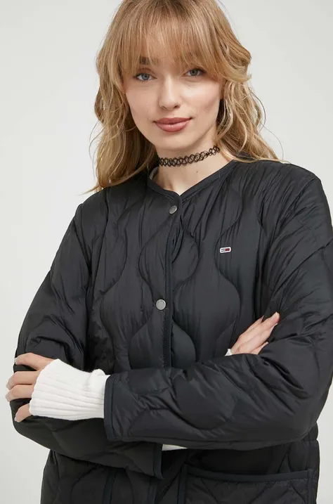 Tommy Jeans kurtka puchowa damska kolor czarny przejściowa