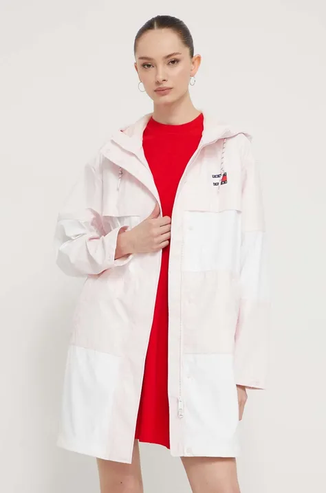 Tommy Jeans rövid kabát női, rózsaszín, átmeneti, oversize