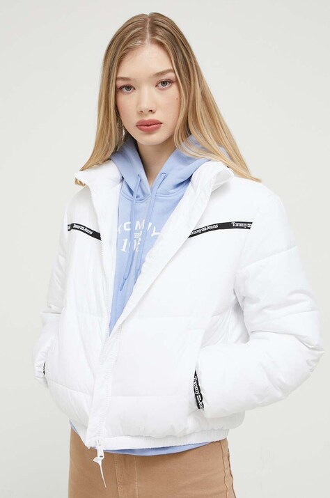 Μπουφάν Tommy Jeans χρώμα: άσπρο