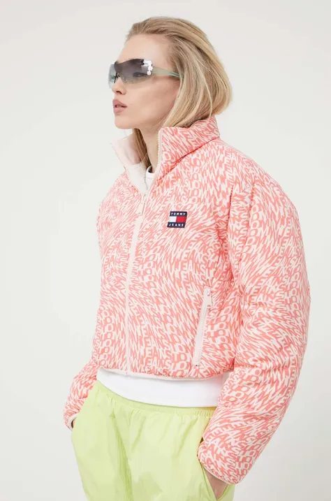 Tommy Jeans kurtka dwustronna damska kolor różowy zimowa