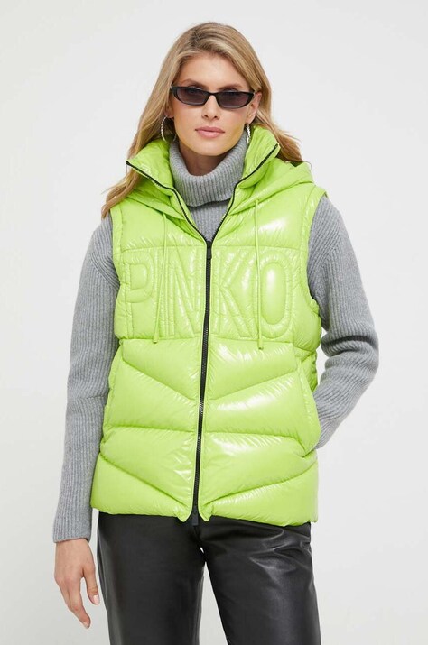 Pinko vesta femei, culoarea verde, de iarna
