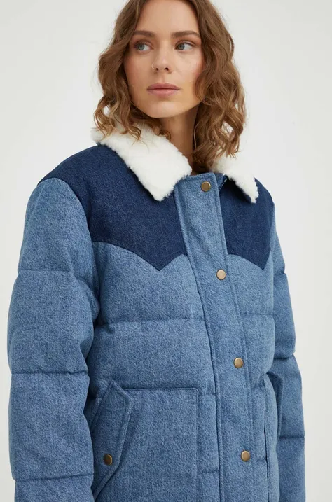 Levi's kurtka puchowa damska kolor niebieski zimowa oversize