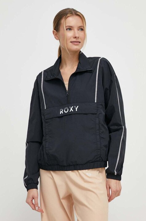 Вітровка Roxy Bold Moves x Mizuno колір чорний перехідна oversize