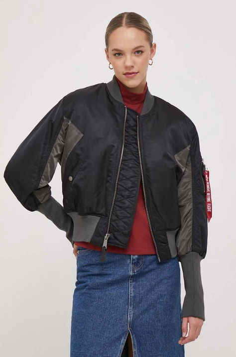 Alpha Industries kurtka bomber MA-1 Cyber Wmn damski kolor czarny przejściowa oversize