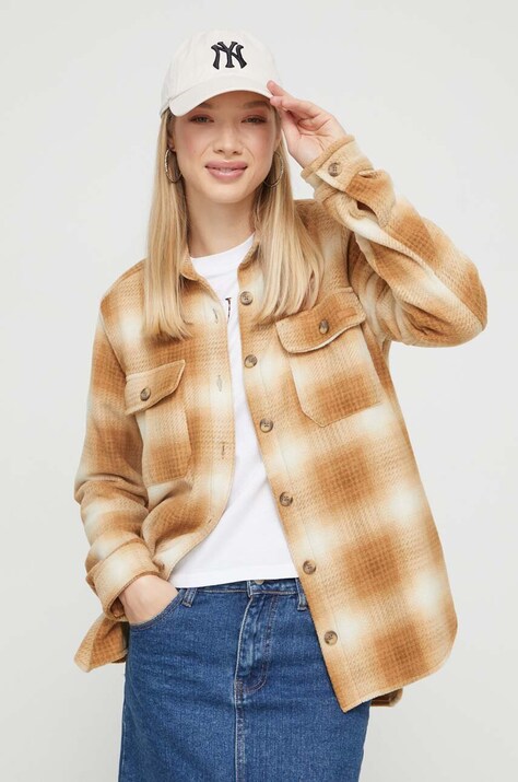 Рубашка Billabong Forge женская цвет бежевый relaxed классический воротник