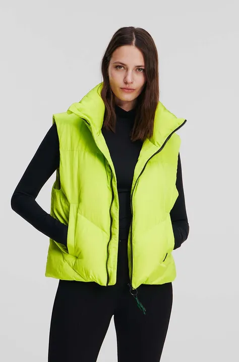 Pernati prsluk Karl Lagerfeld za žene, boja: zelena, za zimu