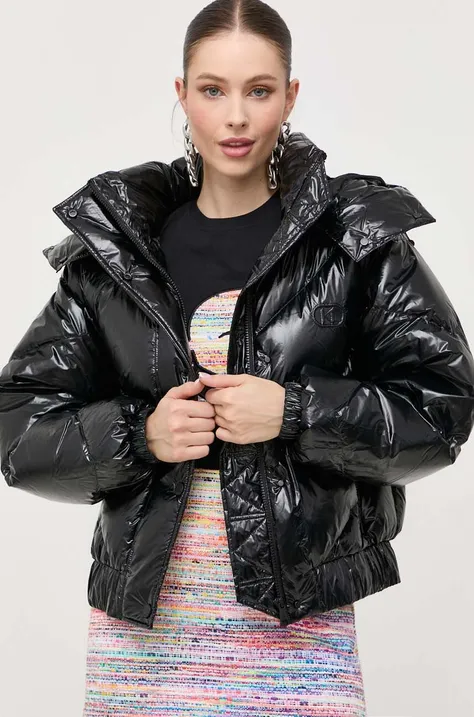 Páperová bunda Karl Lagerfeld dámska, čierna farba, zimná