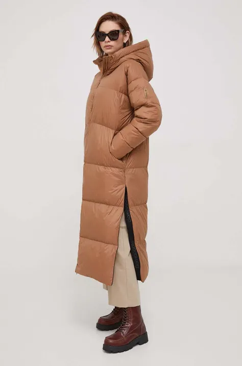 Pernata jakna Bomboogie Anvers za žene, boja: smeđa, za zimu, oversize
