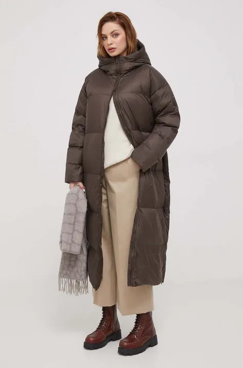 Pernata jakna Bomboogie Anvers za žene, boja: smeđa, za zimu, oversize