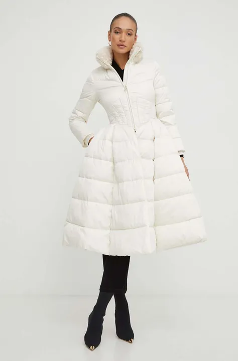 Elisabetta Franchi kurtka damska kolor beżowy zimowa
