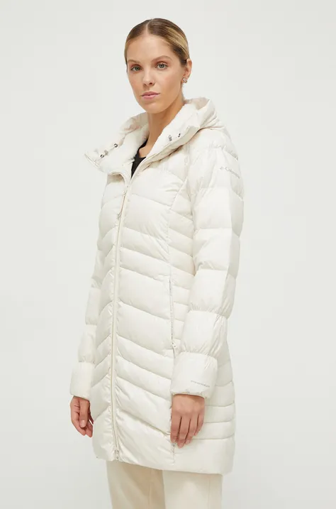 Пухова куртка Columbia жіноча колір бежевий зимова
