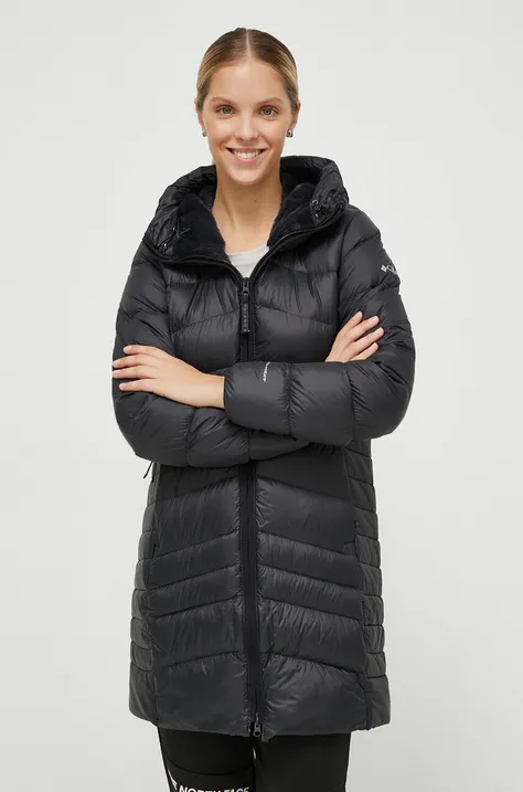Pernata jakna Columbia za žene, boja: crna, za zimu