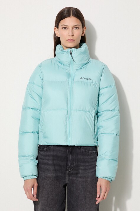 Columbia geacă Puffect Cropped Jacket femei, culoarea turcoaz, de iarnă 2002491