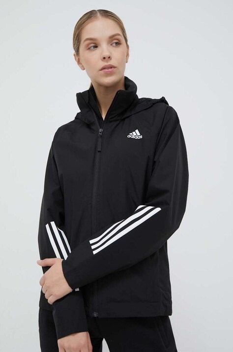 Μπουφάν adidas χρώμα: μαύρο