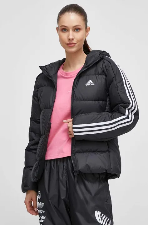 Пухова куртка adidas жіноча колір чорний зимова