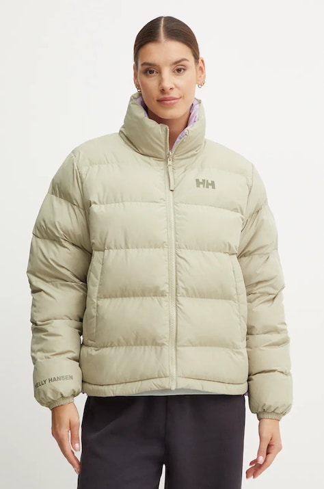 Helly Hansen geaca cu doua fete femei, culoarea verde, de iarna, oversize