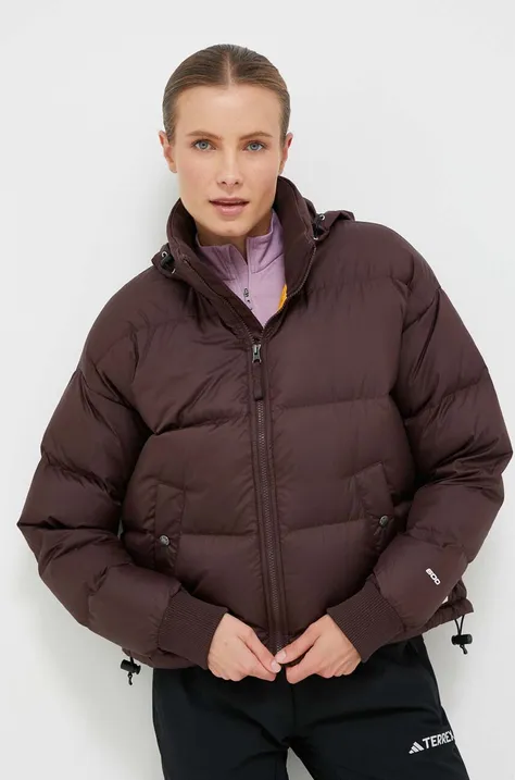 Пухова куртка The North Face жіноча колір коричневий зимова oversize