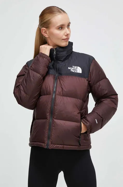 Пухова куртка The North Face жіноча колір коричневий зимова