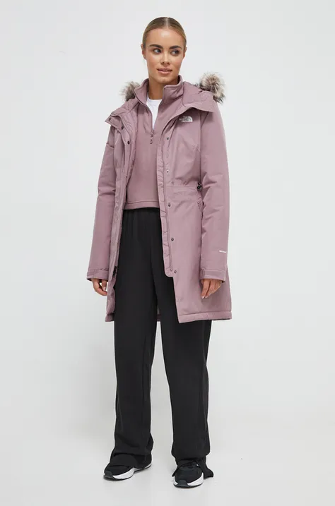 Куртка The North Face жіноча колір фіолетовий перехідна