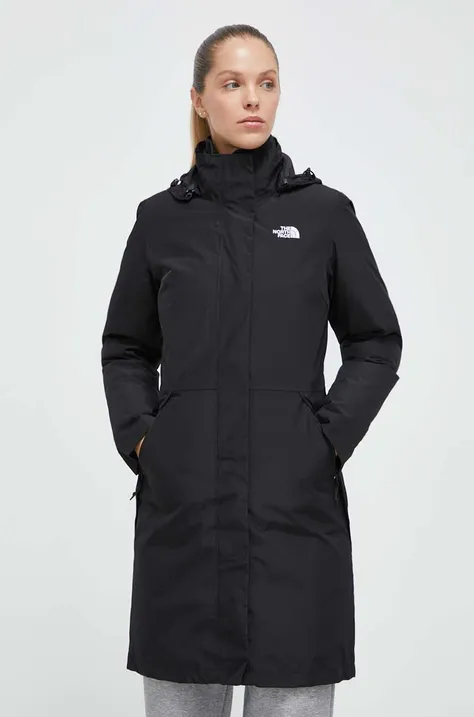 Péřová bunda The North Face dámská, černá barva, zimní