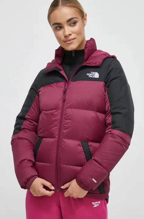 Пухова куртка The North Face жіноча колір бордовий зимова