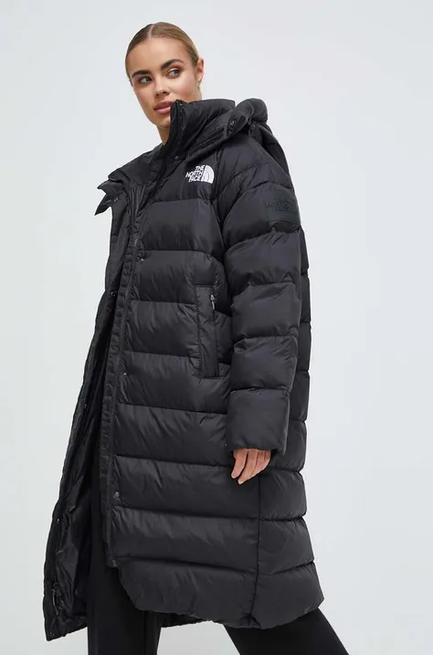 Куртка The North Face жіноча колір чорний зимова oversize