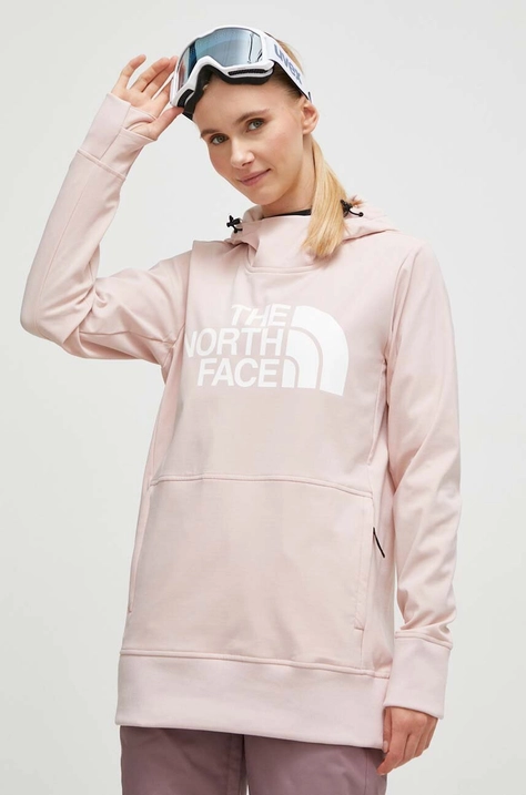 The North Face bluza sportowa Tekno Pullover kolor różowy z kapturem z nadrukiem