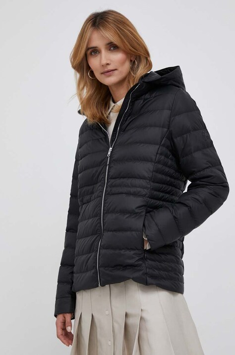 Tommy Hilfiger geaca de puf femei, culoarea negru, de tranzitie
