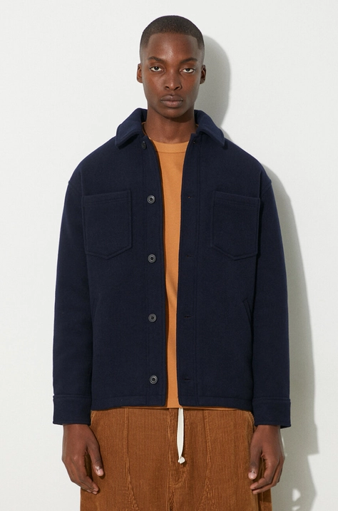 Samsoe Samsoe wool jacket navy blue color