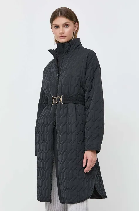Twinset kurtka damska kolor czarny przejściowa oversize