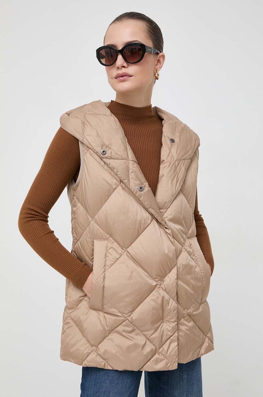 Weekend Max Mara bezrękawnik damski kolor beżowy zimowy