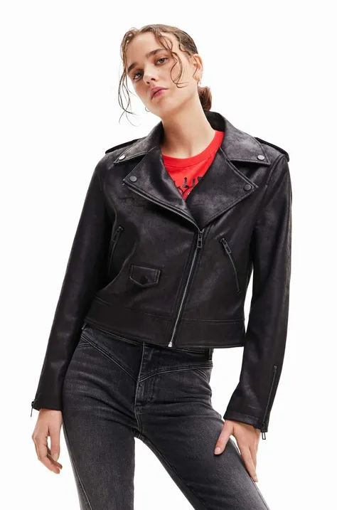 Куртка Desigual жіноча колір чорний перехідна