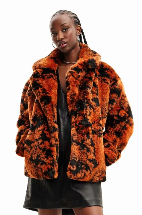 Куртка Desigual 23WWEW69 WOMAN WOVEN FAKE FUR жіноча колір помаранчевий зимова