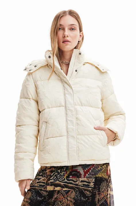 Desigual kurtka damska kolor beżowy zimowa