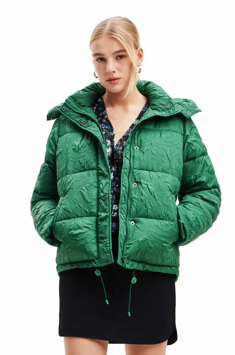 Desigual kurtka damska kolor zielony zimowa