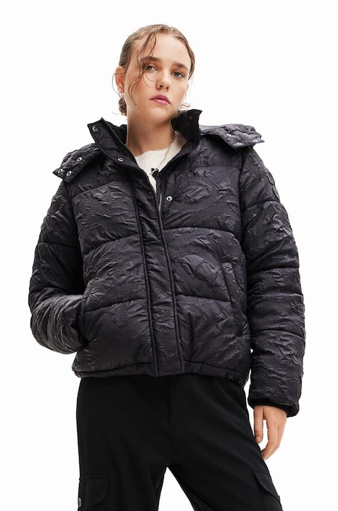 Desigual geaca femei, culoarea negru, de iarna