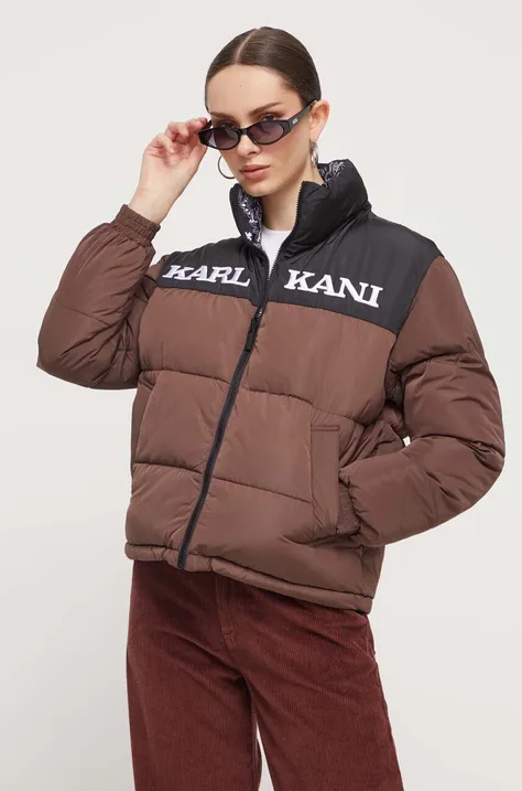 Obojstranná bunda Karl Kani dámska, hnedá farba, zimná