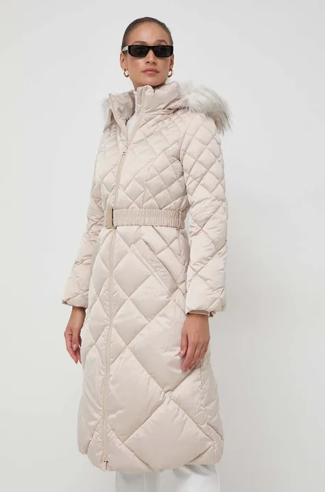 Пухова куртка Guess жіноча колір бежевий зимова