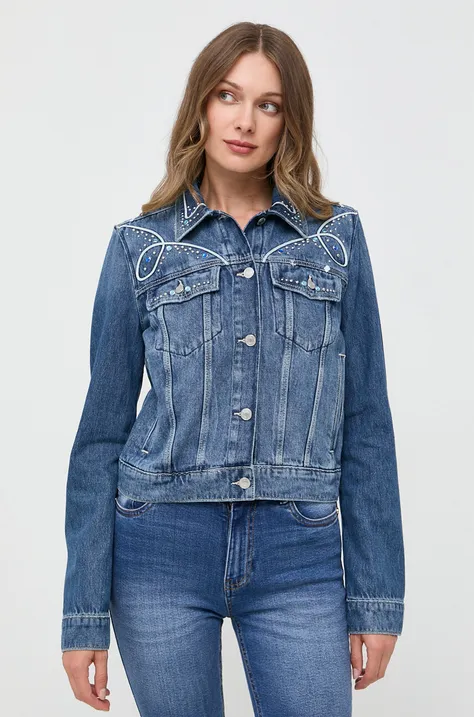 Guess kurtka jeansowa damska kolor niebieski przejściowa