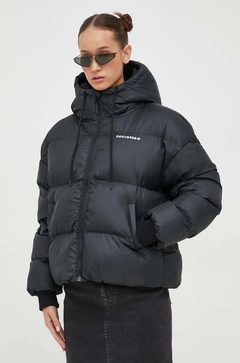 Куртка Converse жіноча колір чорний зимова oversize