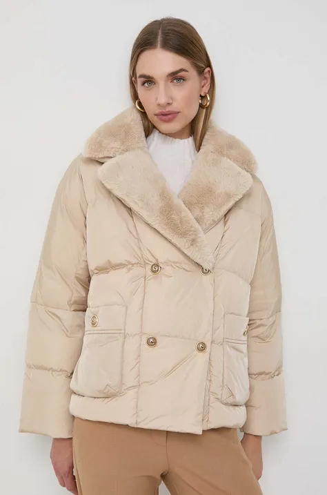 Luisa Spagnoli kurtka puchowa damska kolor beżowy zimowa oversize