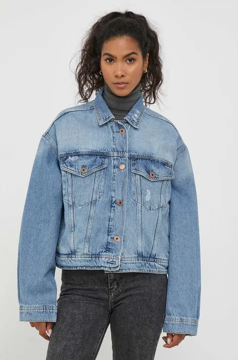 Pepe Jeans kurtka jeansowa Turner damska kolor niebieski przejściowa oversize
