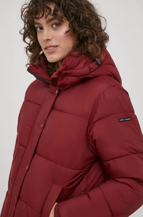 Куртка Pepe Jeans женская цвет бордовый зимняя