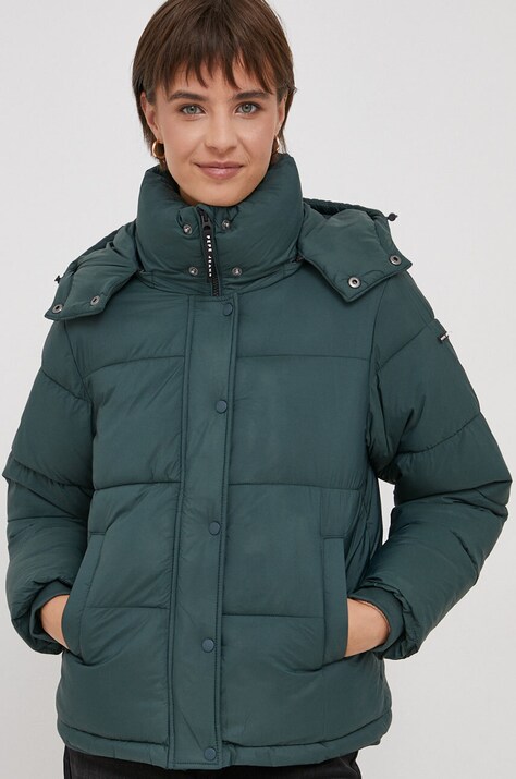 Pepe Jeans geaca femei, culoarea verde, de iarna