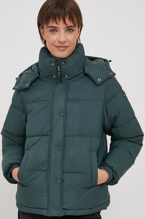 Pepe Jeans geaca femei, culoarea verde, de iarna